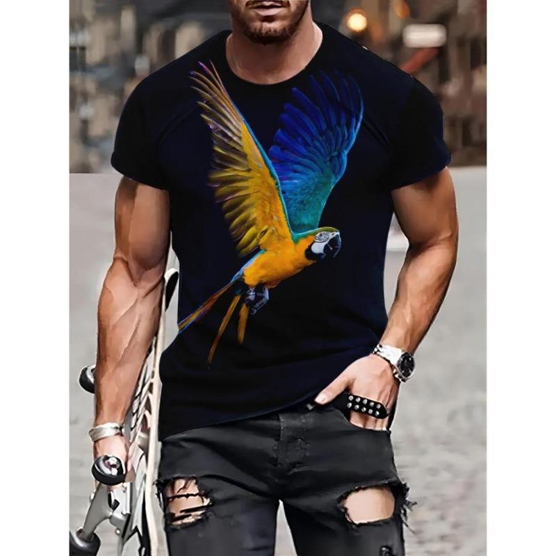 Summer Fashion Men's T-shirt Animal Pattern 3D Print Casual Loose Outdoor Boy Short Sleeve Tees Top Pullover Clothing