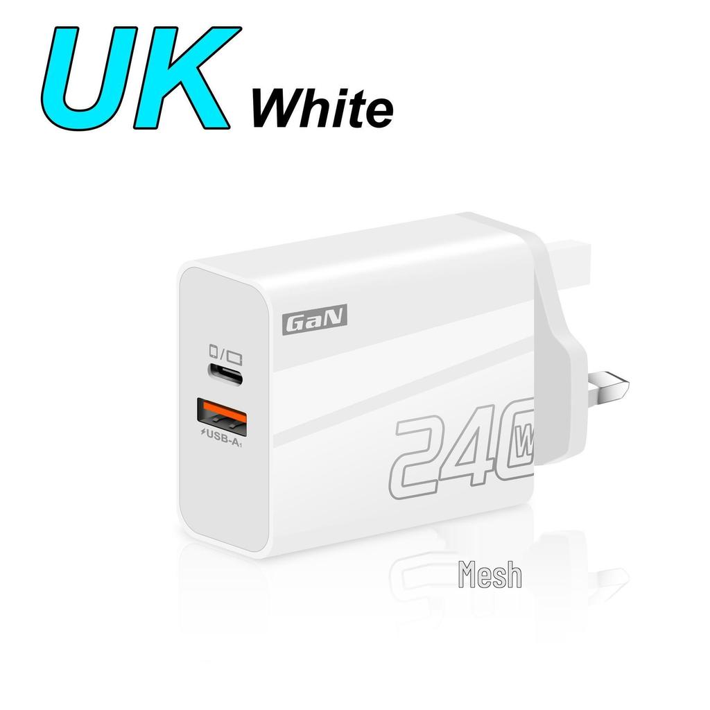 240W Multi-Port Charger with PD Smartphone Fast Charging EU/UK Plug QC3.0 + PD Adapter