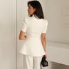 2025 Summer Women's Niche Puff Sleeve Buttoned Waist-Cinching Suit Top