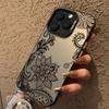 Luxury Lace Florals Pattern Phone Case For iPhone 15 14 13 12 11 16 Pro Max 7 Plus X Shockproof Electroplated Lens Bumper Cover