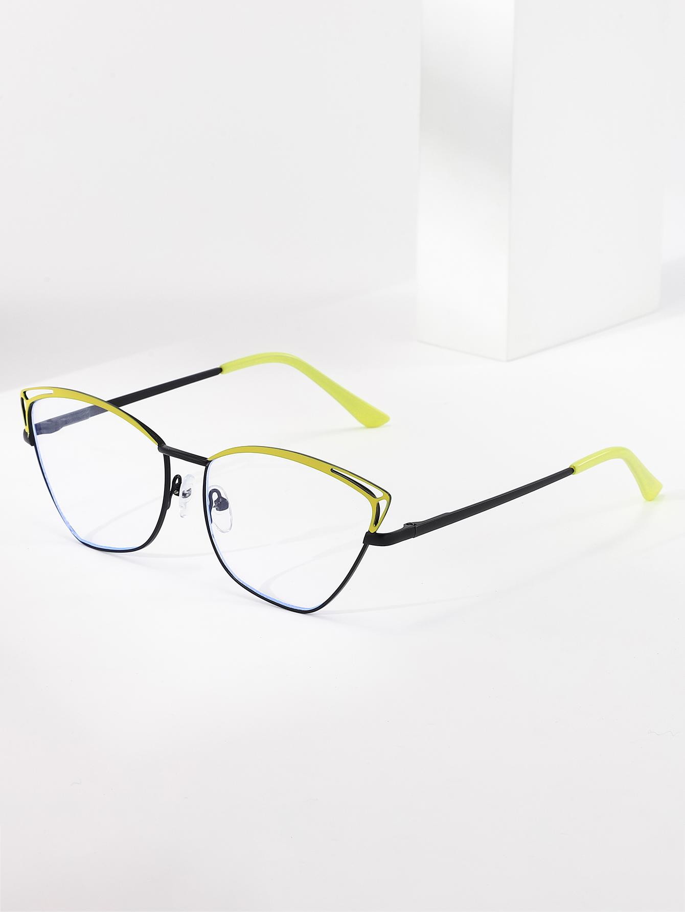 Durable High Quality Latest metal polygonal frame anti-blue plain glasses frame is slim and retro and ultra-light