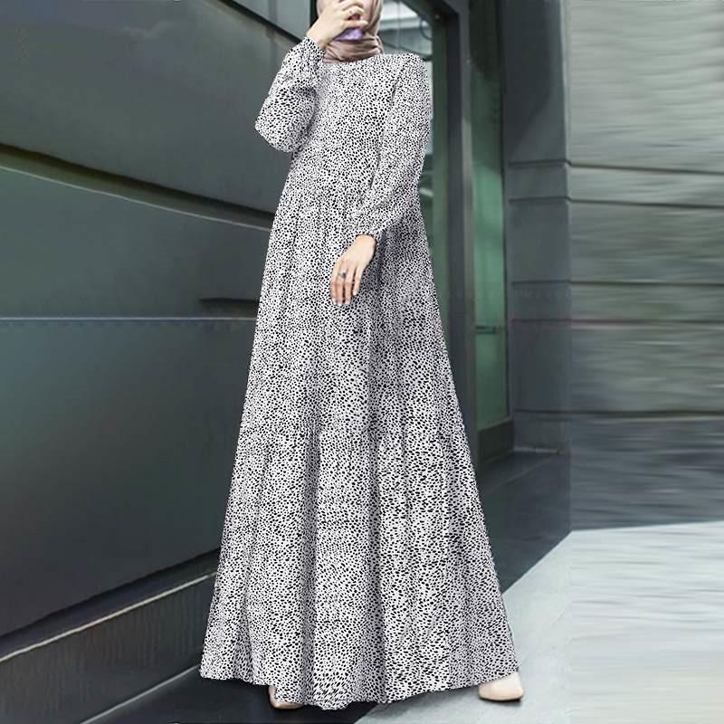 Bohemian Vintage Muslim Long Sleeve Printed Summer Dress