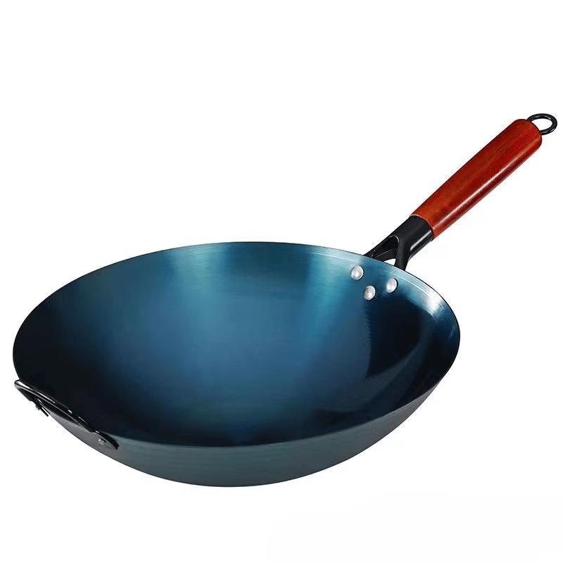 Традиционный вок из вороненой кованой стали 36cm