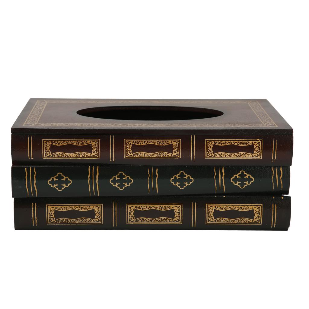 Book Shaped Wooden Tissue Box Decorative Vintage Napkin Storage Box for Massage Shop Red