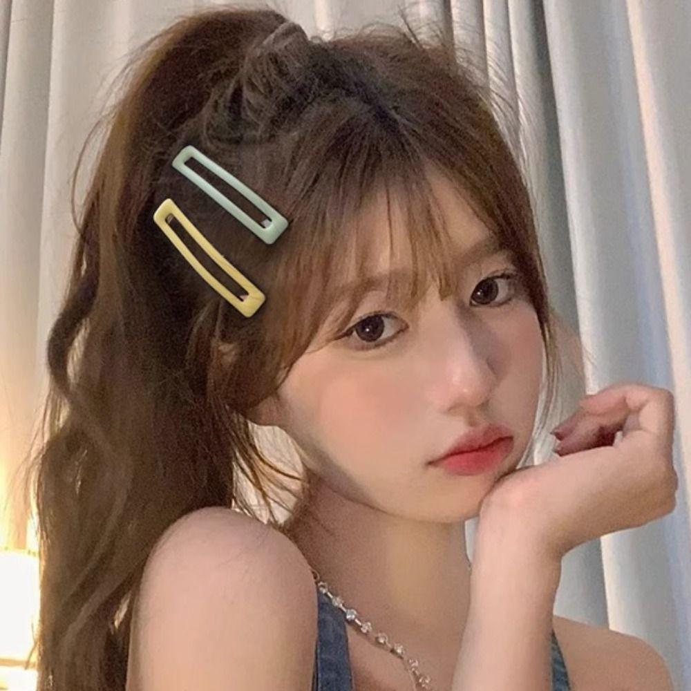 6pcs/set Frosting Rectangle Hairpins Korean Style Geometry Barrettes Vintage   Girl