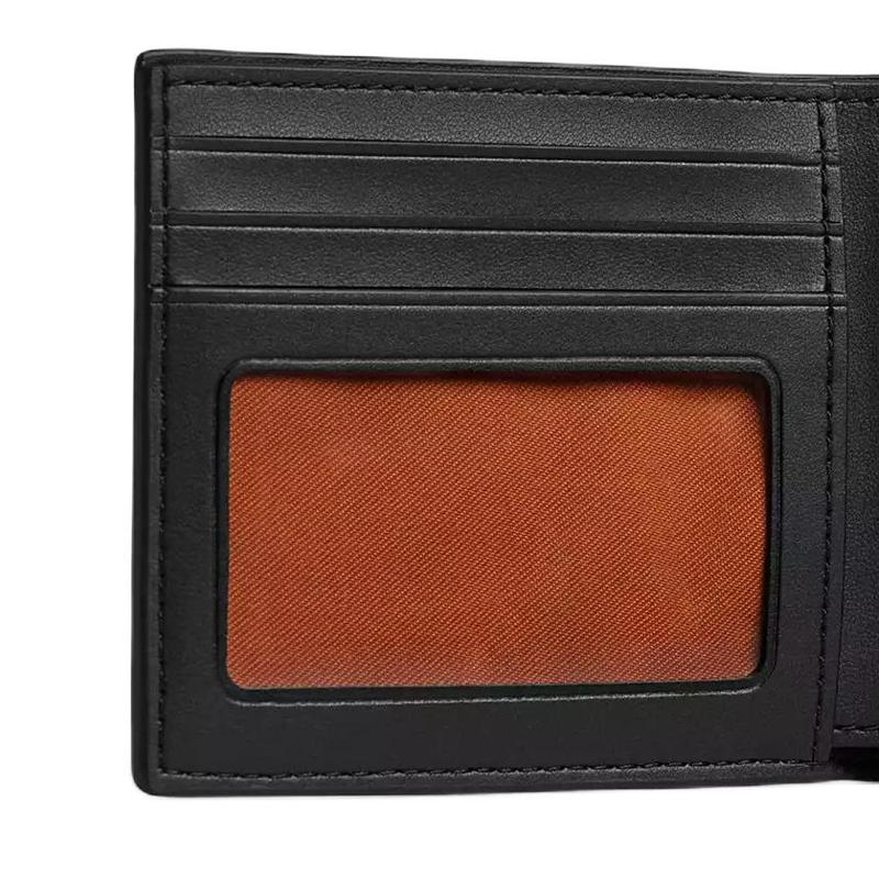 Coach 10 Id Faltbrieftasche Markenprägung Beschichtetes Canvas Portemonnaie Regulär Herren Tan & Schwarz Tan und Schwarz