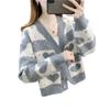Autumn New Love Jacquard Collar Short Knitted Women's Cardigan with Sweater Women's Coat