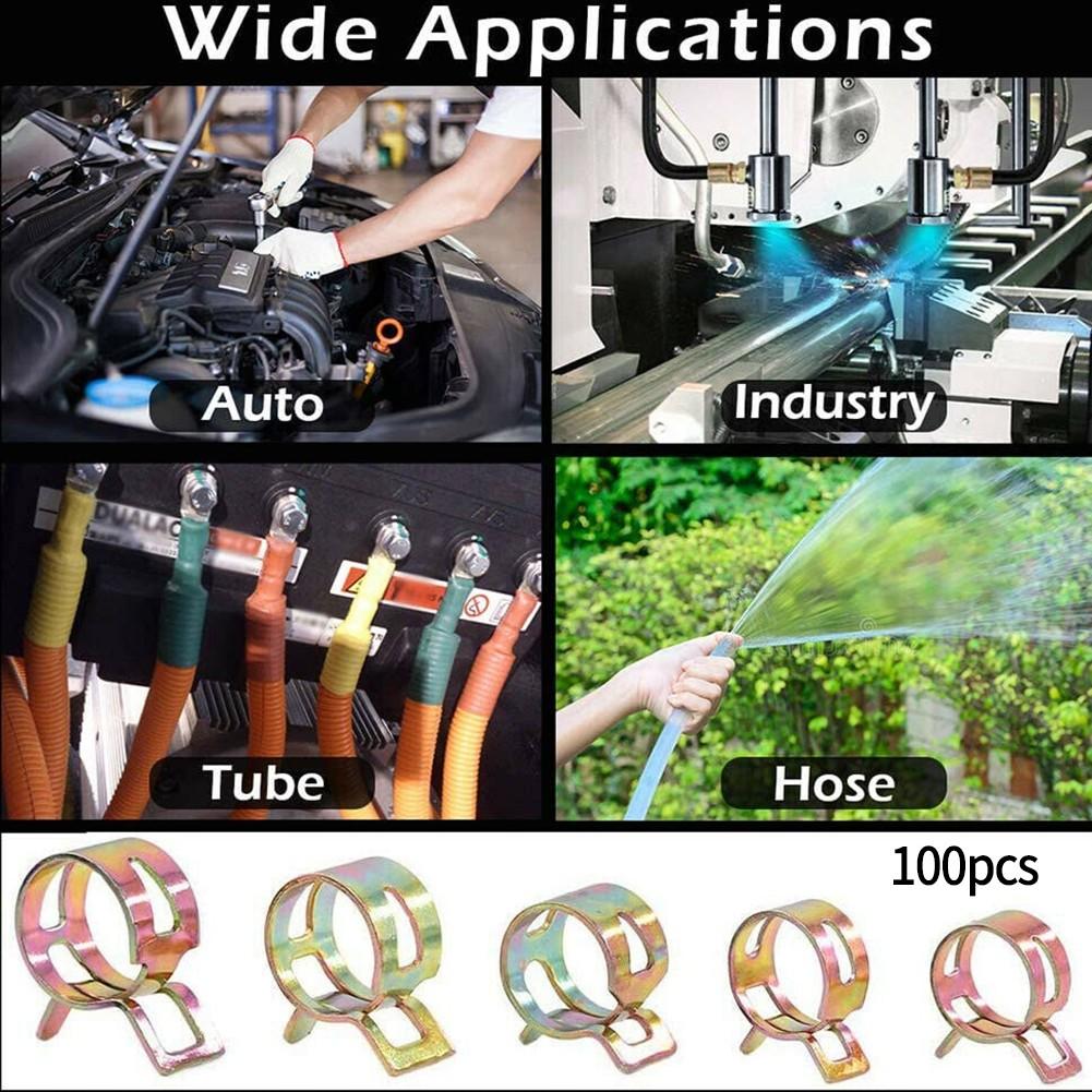 100PCS Spring Hose Clips/Clamps Fuel Air Gas Water Pipe Self Clamping