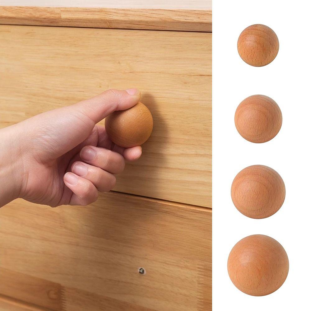 Simple Wooden Door Handles Round Wood Hook Hanger DIY Wardrobe Knob  Home Decoration