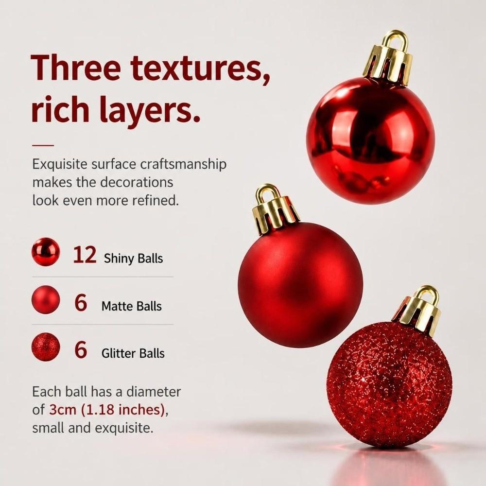 24Pcs 3cm Christmas Ornaments Plastic Christmas Ball Ornament  Home Garden Decoration