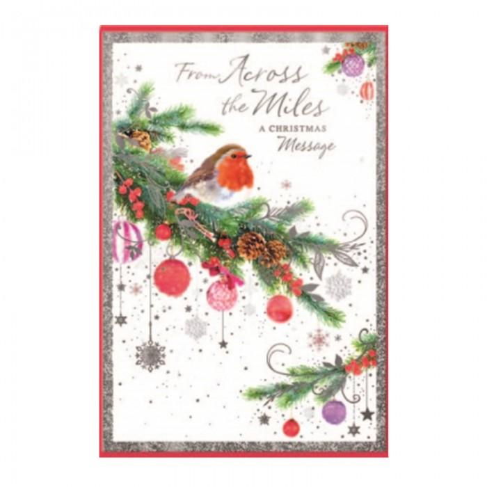 Simon Elvin From Across The Miles A Christmas Message Robin Greetings Card (Pack of 6)