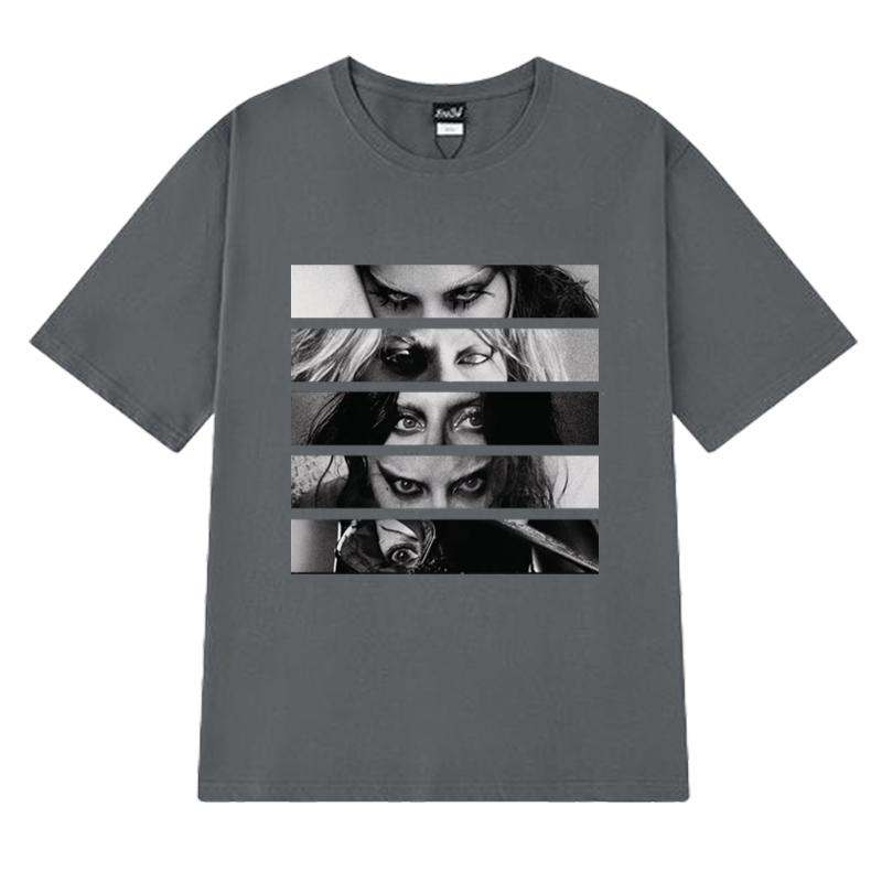 Hot Sale Lady Gaga 90s music Graphic T Shirt Unisex gothic Oversized short sleeve T-shirts Men Women black 100% Cotton clothing