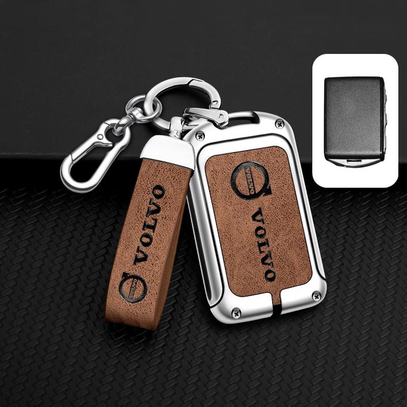 Zine Alloy Leather Car Key Case Shell Cover Holder Protection For Volvo XC60 XC40 XC90 S90 V60 S60 V90 C40 Polestar 1 Polestar 2