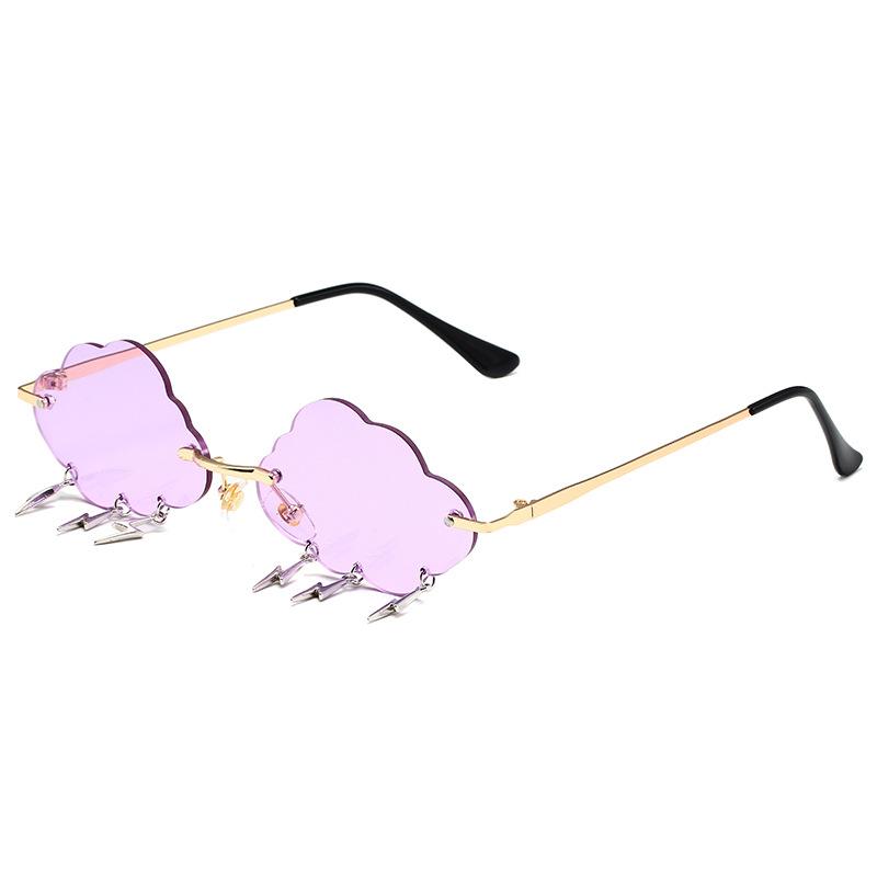 New Cloudd Fashion Sunglasses Female's Decorative Lightning Pendant Metal Sun Spectacles Female Outdoor Travel Eye Spectacles UV 400 Protection