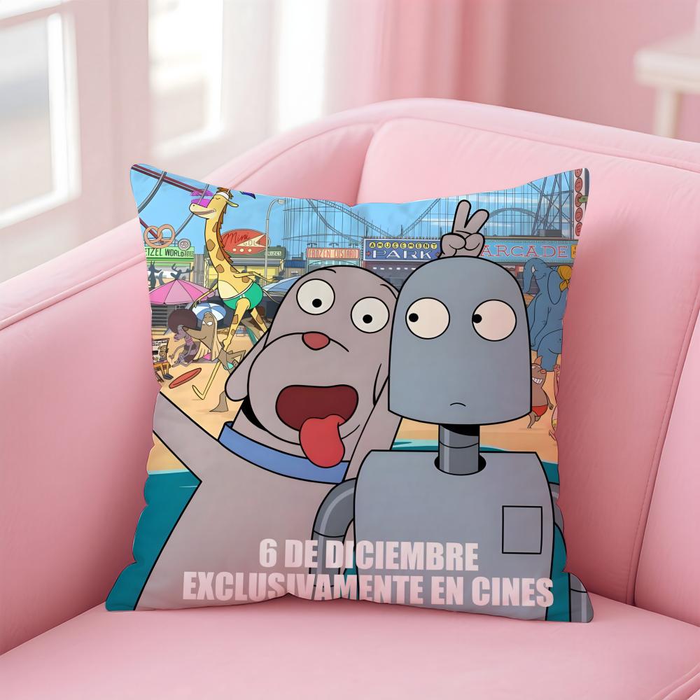 Anime R-Robot D-Dreams Cushion Cover Home & Car Multi-Scene Pillow Cover - Reversible, Soft & Durable for Daily Use