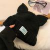Women Winter Crochet Hat Cats Ear Knitted Hat for Girl Skiing Cycling Warm Winter Snow Hat for Christmas Present