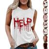 Women's Round Neck Casual Sleeveless Halloween Printed Vest T-Shirt Top