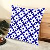 Blue And White Geometric Cushion Cover Soft Short Plush Pillow Cover Smooth Cozy Texture Aesthetic Cushion Case Home Decor