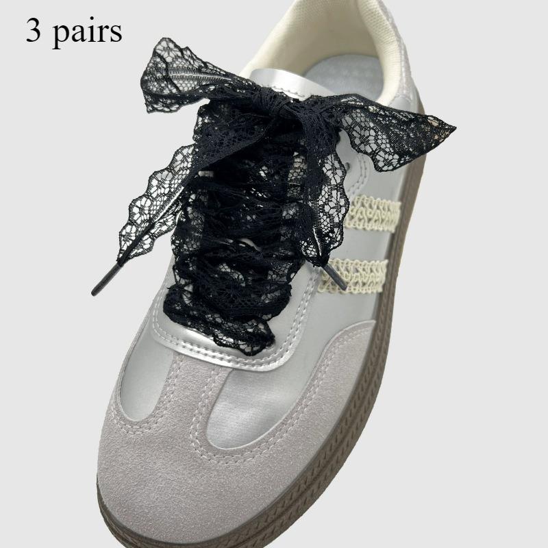 

3 Pairs Fancy Lace 2.9CM Width Flat Shoelace for Sneakers Shoelaces for Women Casual Shoes Black White Shoe Laces Accessorices