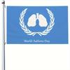 1pc Multi-Size Optional World Asthma Day Flag - Blue with White Lungs and Laurel Wreath Design, Single Sided Outdoor Yard Banner for Promotional, Hous