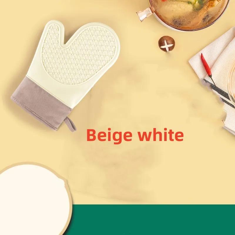1pcs Insulated Oven Gloves Thicken Cotton Twill Silicone Baking Gloves Kitchen Non-Slip Oven Gloves Hot Pot Mitts for Bakery