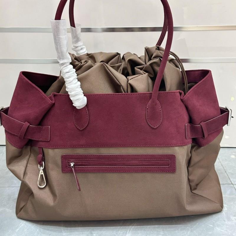 Large 17-inch Nylon Canvas Tote Bag Women Spacious Commuter Shoulder With Multiple Pockets Streetwear Style