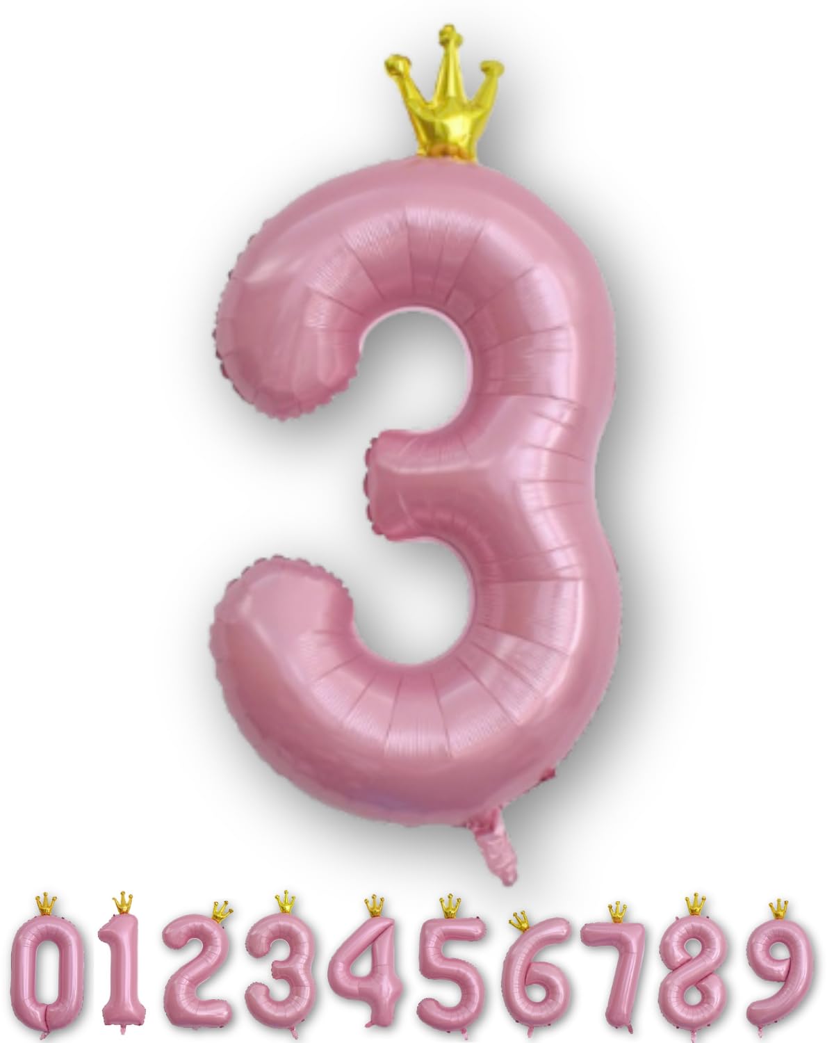 La Kissa Balloon Number Birthday Decoration 40-Inch Large Pink Crown Balloon with Straw 90cm for Anniversary (3)