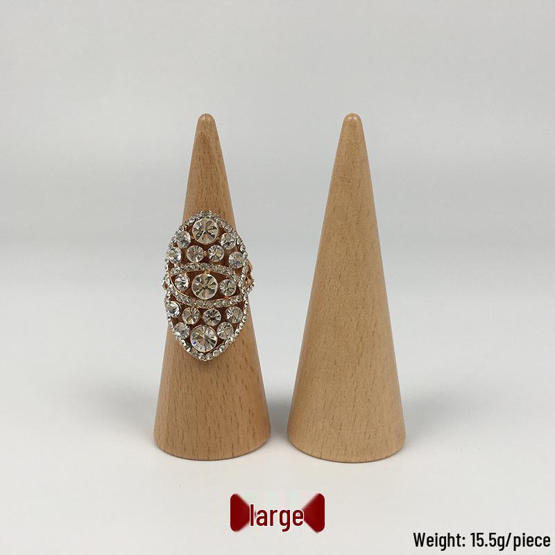 Beech Wood Ring Holder - Conical Display Stand for Jewelry Storage