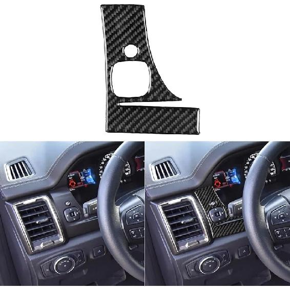NVCNX Real Premium Carbon Fiber Compatible with Ford Ranger 2019 2020 2021 2022 2023 XLT Lariat XL Car Door Side Window Lift Switch Panel Cover Trim