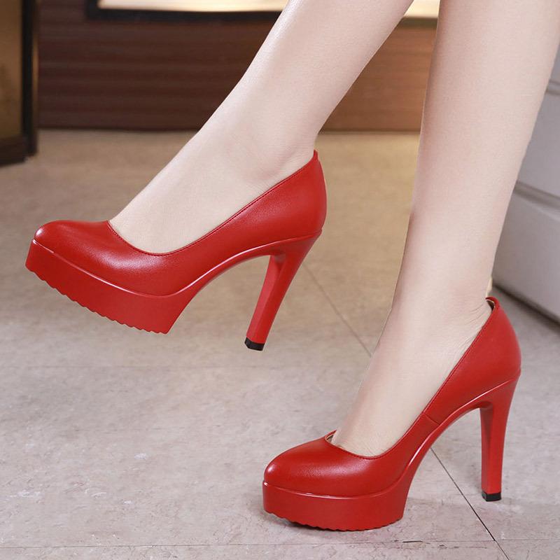 Women Shoes New Genuine Leather Women's High Heel Shoes Pointed Stiletto With Shallow Mouth Sexy Large Size Ladies Office Shoes