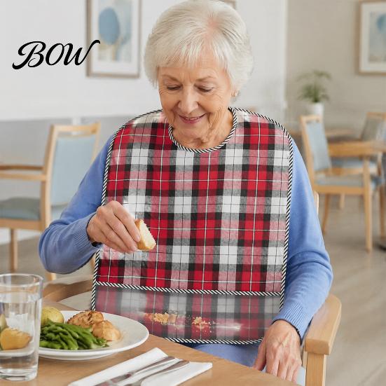 Adult Bibs for Seniors Double-sided Waterproof Bib, with Adjustable Neck Strap, Wide Clothing Protectors Eating Crumb Catcher Large Washable Protector