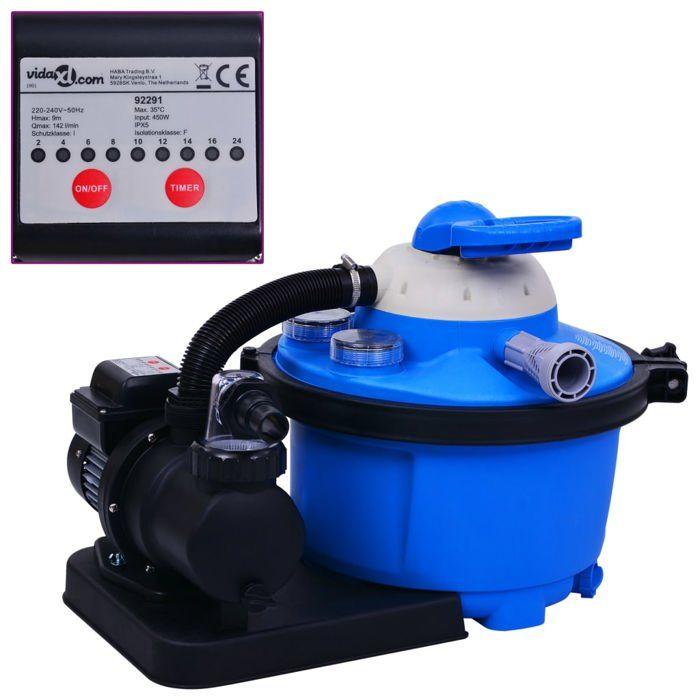 VidaXL Sand Filtration Pumps with Electric Timer Sand Filter Pool Filter with a Durable Pre-filter 450 92291