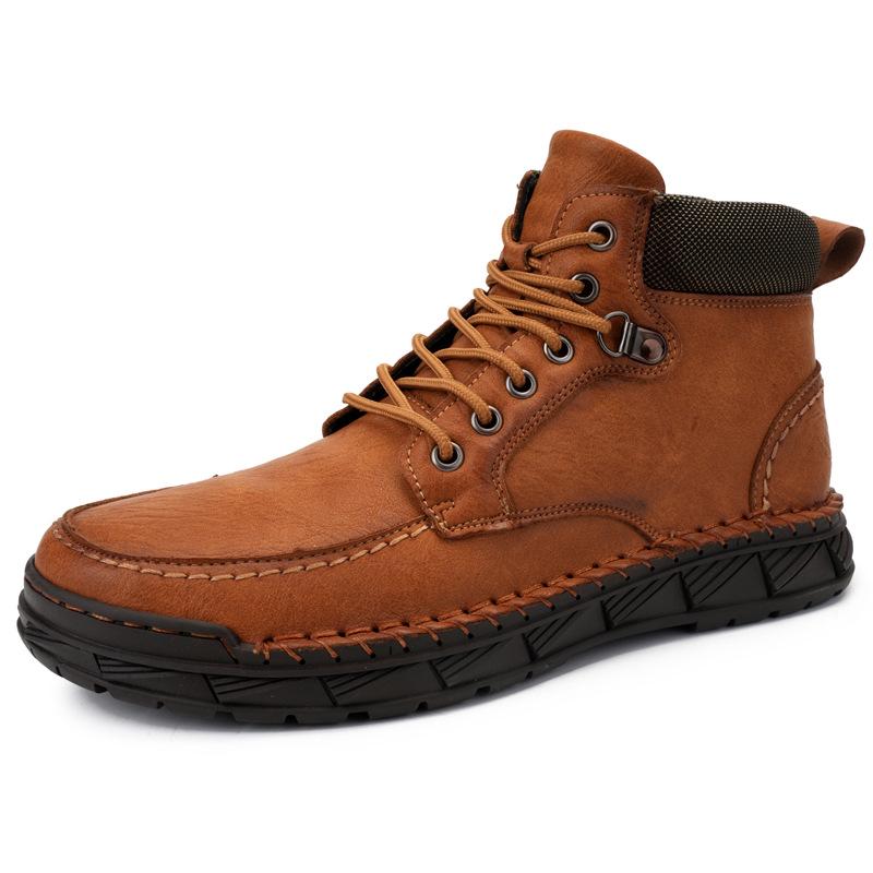 2024 Men s British Style Martin Boots: Winter-Thick Sole, Snow-Proof, Velvet-Lined, Casual Short Boots 44