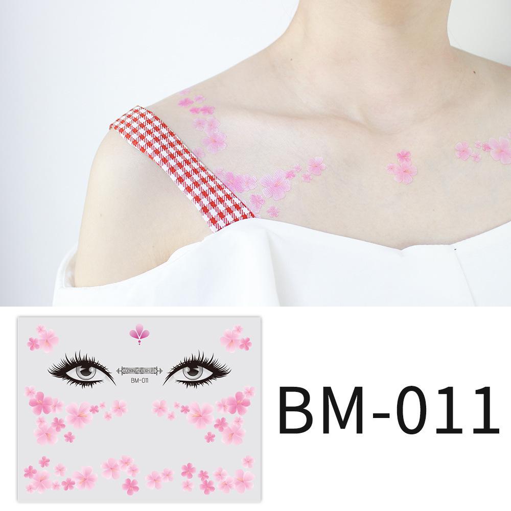 Rikalong Waterproof Flower Tattoo Stickers for Face & Collarbone - Small, Fresh, Disposable Designs for Women 120x158mm