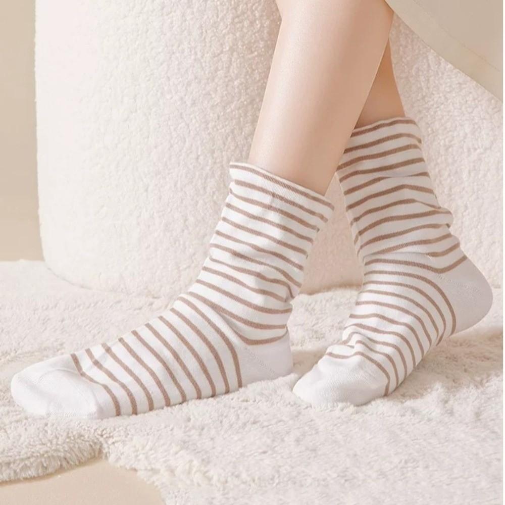5Pairs Comfortable Striped Socks Colorful Women Tube Socks Korean Style Cotton Socks Sleeping Socks