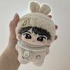 Only Clothes For 10Cm Doll Set Cute Milk White Rabbit Ear Hat Cute Plush Doll Dress Up Accessories Soft Jumpsuit Scarf Outfit
