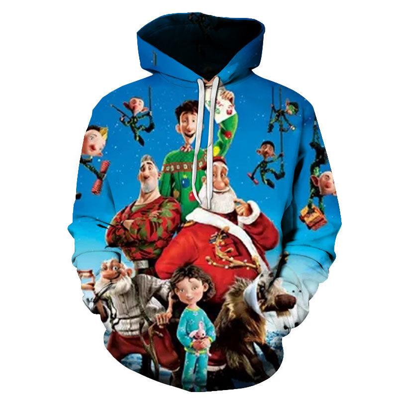 2024 New Spring Autumn New Christmas Hoodie 3D Digital Print Casual Men's Pullover Sweatshirt