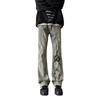 American high street washed old retro micro-horn jeans men's flame afterimage printing thin floor pants