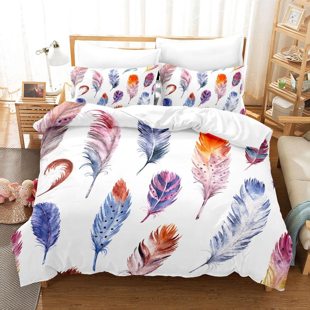 3D Dream Catcher Home Bedding Set Colorful Feather Pattern Quilt Cover and Pillow Cover Bedding Set AU/EU/US Full Size Bedding Set