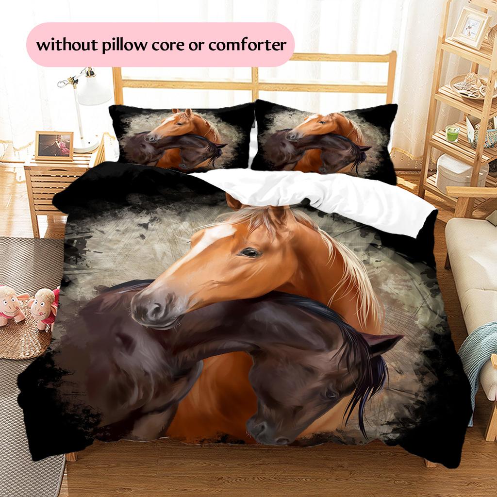 1PC Horse Bedding Quilt Set Quilt Cover Pillowcase Home Decoration Birthday Gift (1 * Duvet Cover + 15 * Pillowcase, Without Core)