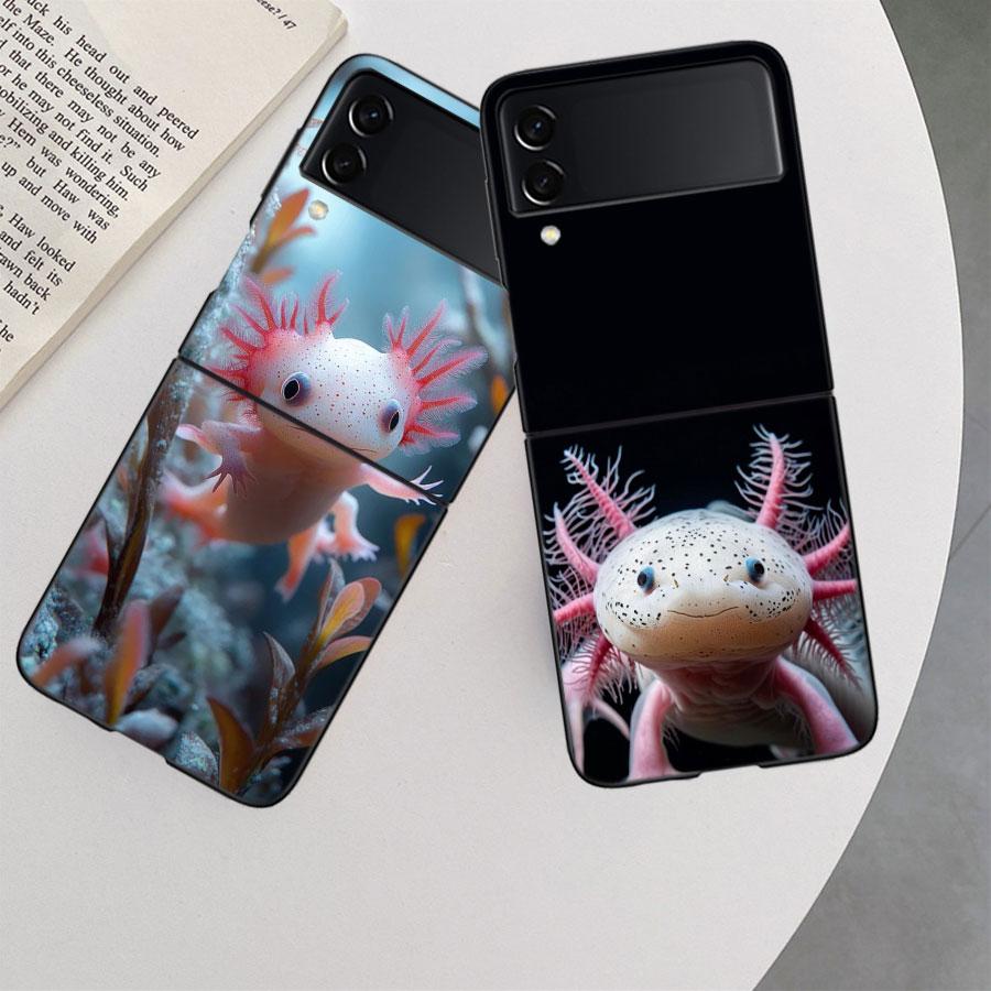 Smiling Salamander Phone Case For Samsung Z Flip 7 6 5G Galaxy Z Flip 5 4 3 Black Hard Cell Cover Luxury PC Shell Coque