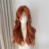 Orange Forehead Lace Long Wavy Synthetic Wig Lolita Long Straight Breathable Chemical Fiber Wig Women's Wig
