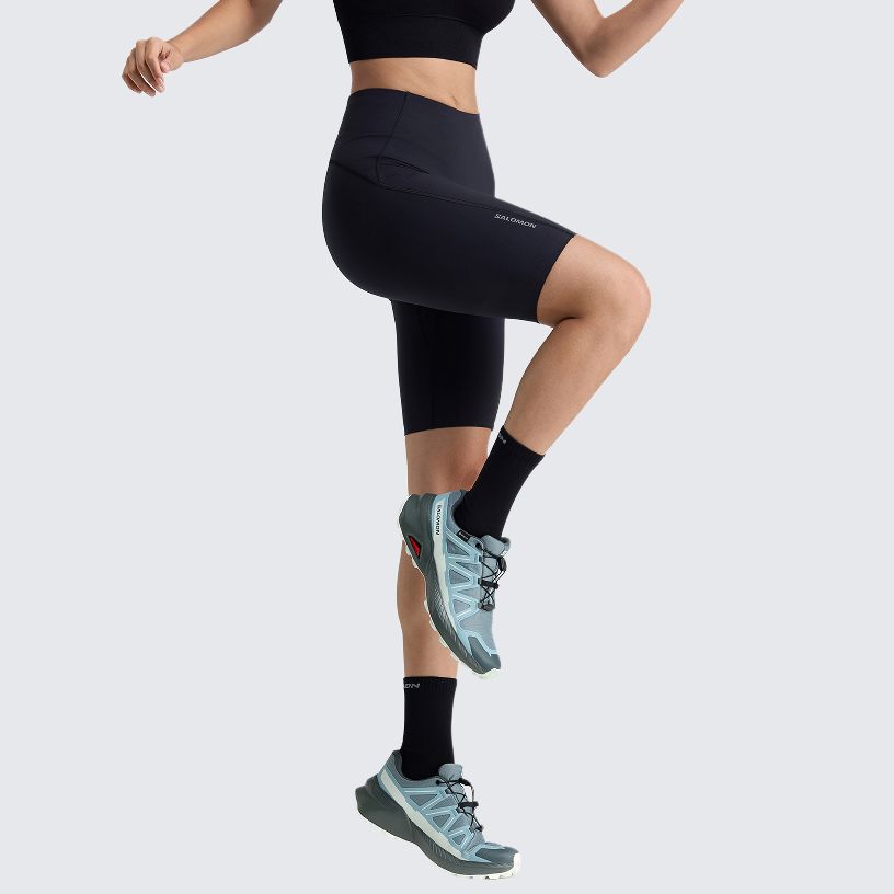SALOMON Pl Rn Short Tight Lw Sports Elastic Breathable Fitted Running Shorts Women Shorts Deep-Black LD0003400