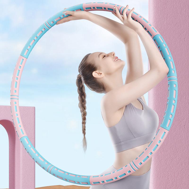 Adjustable Weighted Hula Hoop for Adults Kids, Detachable 6-Segment Fitness Hoop with Foam Padding for Core Training Waist Slimming