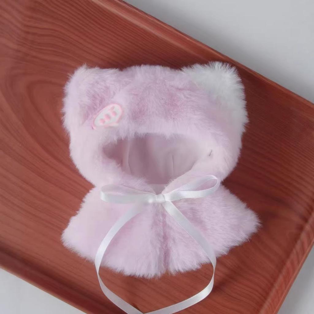No Doll Cute Star Emblem Rabbit Fur Cape Cloak For 10cm 15cm Cotton Dolls Pink Bow Decor Halloween Photo Prop Dress Up Outfit