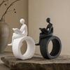 Jijijing 3D Printed Reading Figurine, Abstract Reader Statue for Home Decor, Modern Minimalist Sculpture Bookshelf Desk Office Ornament