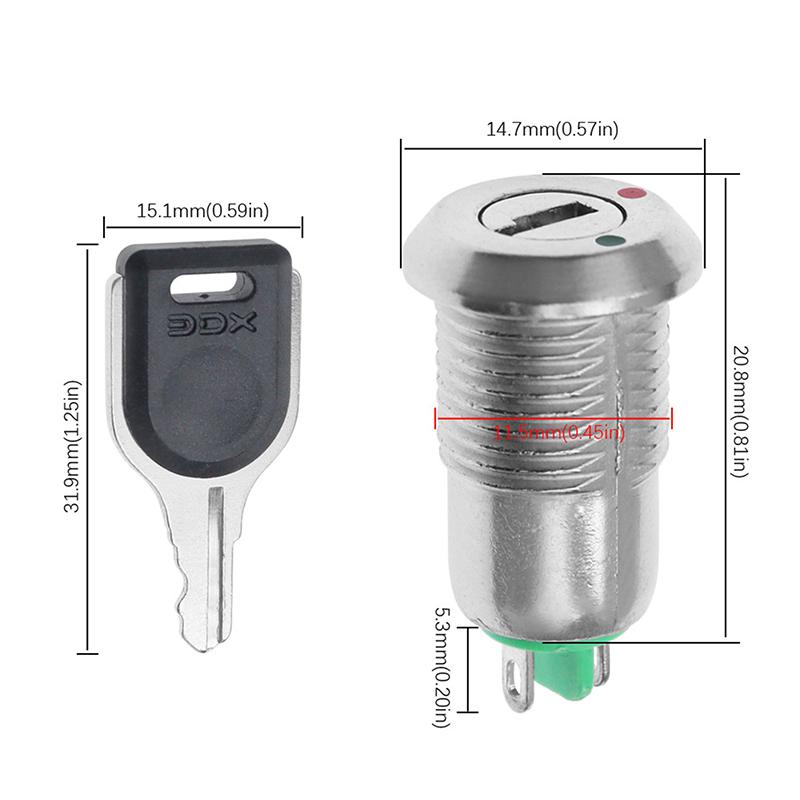 1Pcs 12Mm Zinc Alloy Electronic Key Switch With 2 Keys On Off Phone Lock Security Power Button Tubular Terminals 2 Position 1A