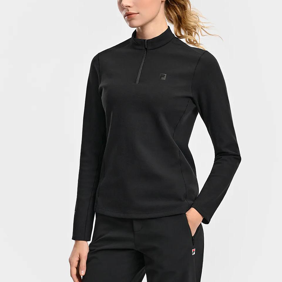 Fila Explore Camiseta Funcional Optima Simples Treino Esportivo Outdoor Confortável Respirável Ajuste Slim Versátil Camiseta de Manga Comprida A11W617210FBK
