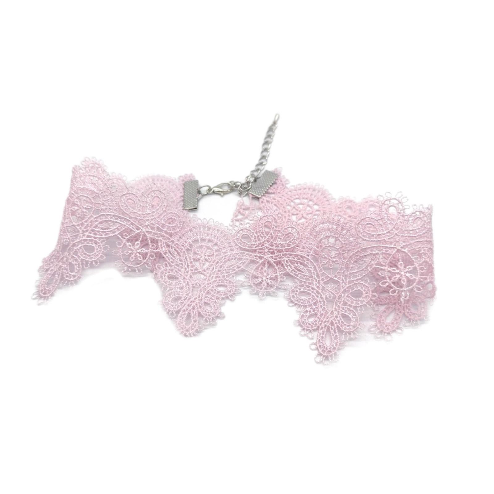 

Элегантное кружевное короткое колье-чокер, стильное ожерелье, мягкое, удобное, прочное, повседневное шейное украшение для стильных леди и женщин розовый