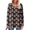 Dame Langermet Tunika Løse Topper Casual Oversized Topper Plissert Tunika Knapper Ned Casual Dame Print Topper